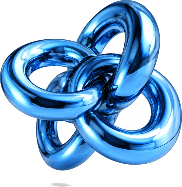 Interlocking blue chrome rings